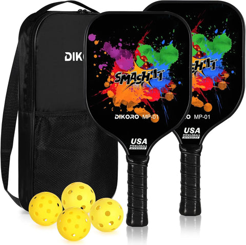 Pickleball Paddles with 2 Rackets 4 Balls and Storage Bag