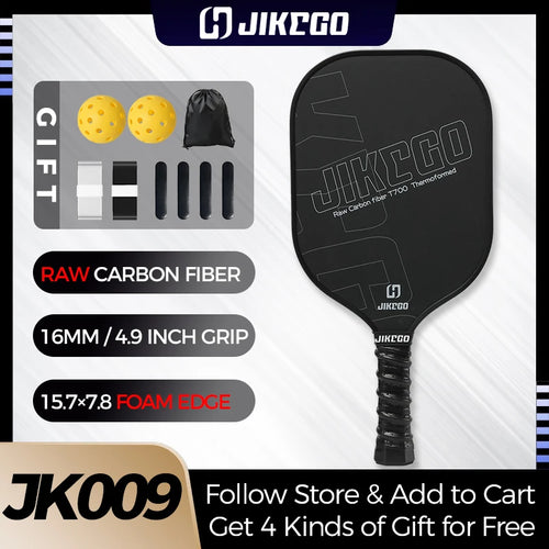 JIKEGO Thermoformed T700 Raw Carbon Fiber Pickleball Paddle