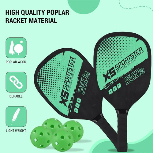 Wooden Pickleball Paddles Set Of 2 With 4 Pickleballs