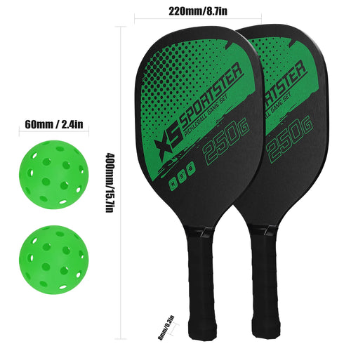 Pickleball Rackets Set Pickleball Paddle Set of 2 Rackets and 4 Pickleballs